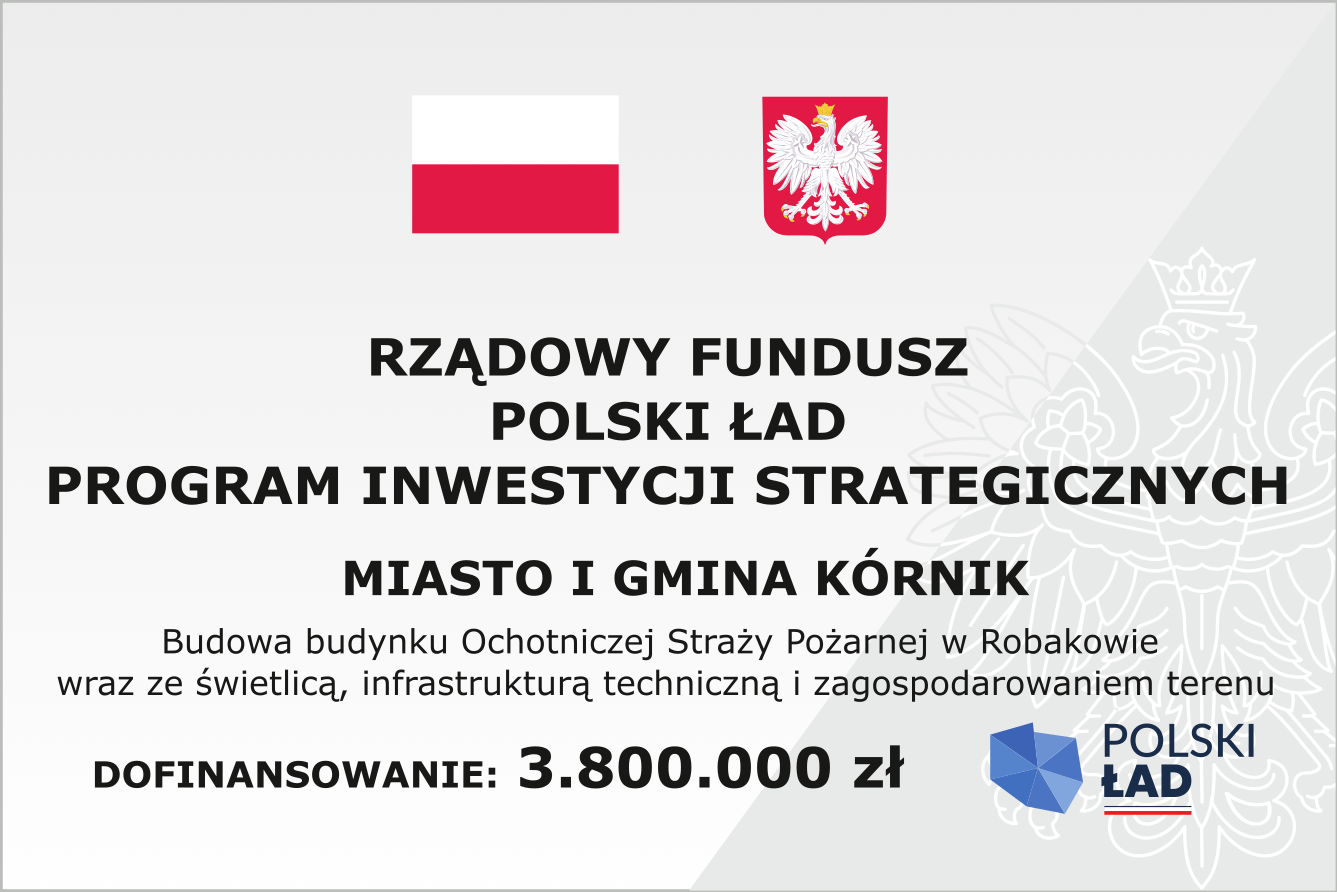 Tablica informacyjna - dofinanoswanie budowy remizy OSP w Robakowie